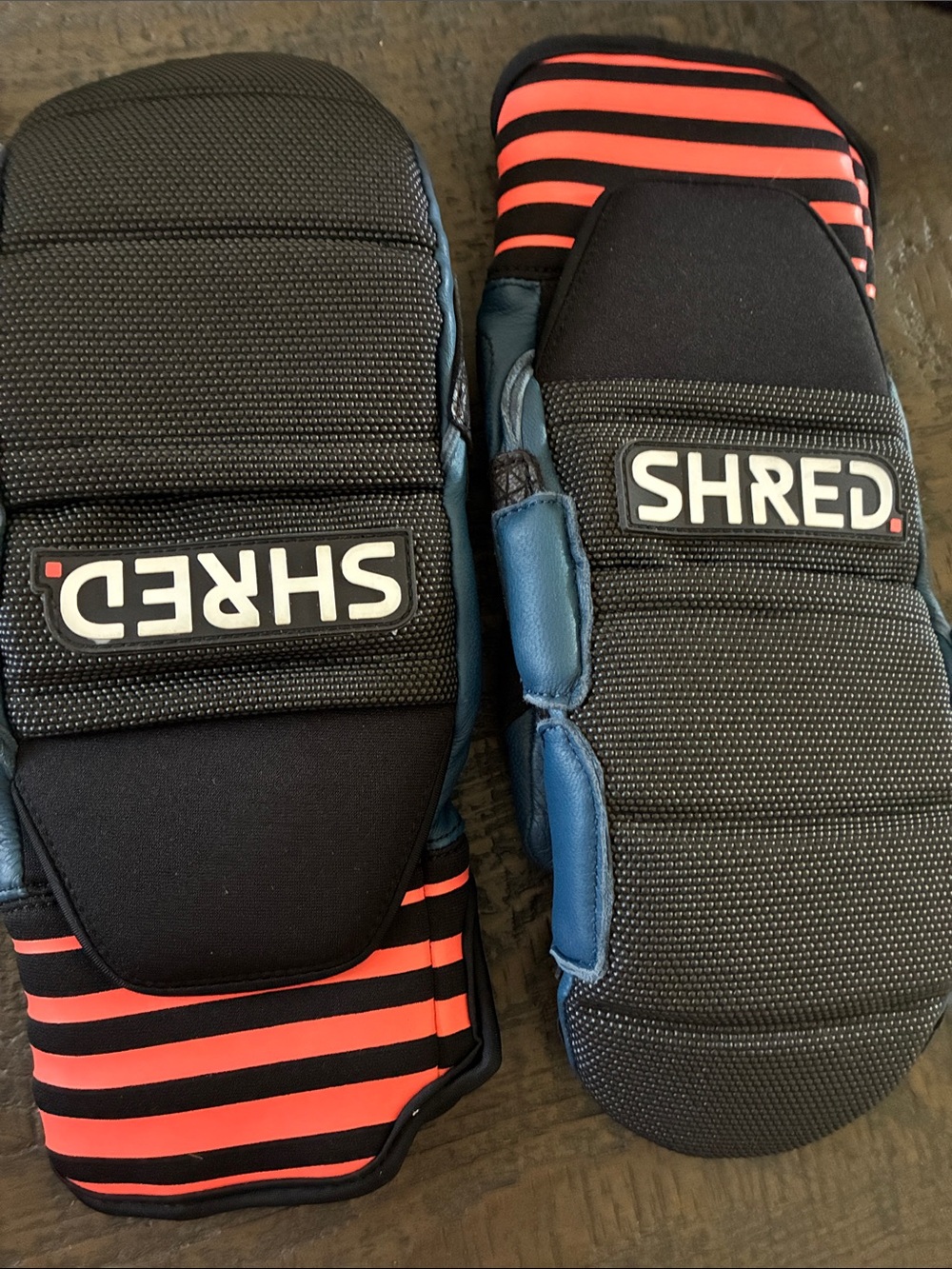 Black & Coral Snowboard/Ski Mittens - Durable Insulated Gloves